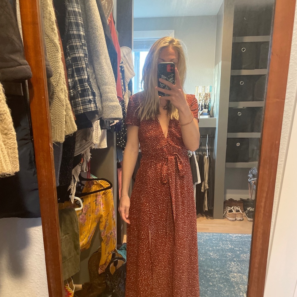 WYLDR Burnt Orange Printed Maxi Dress